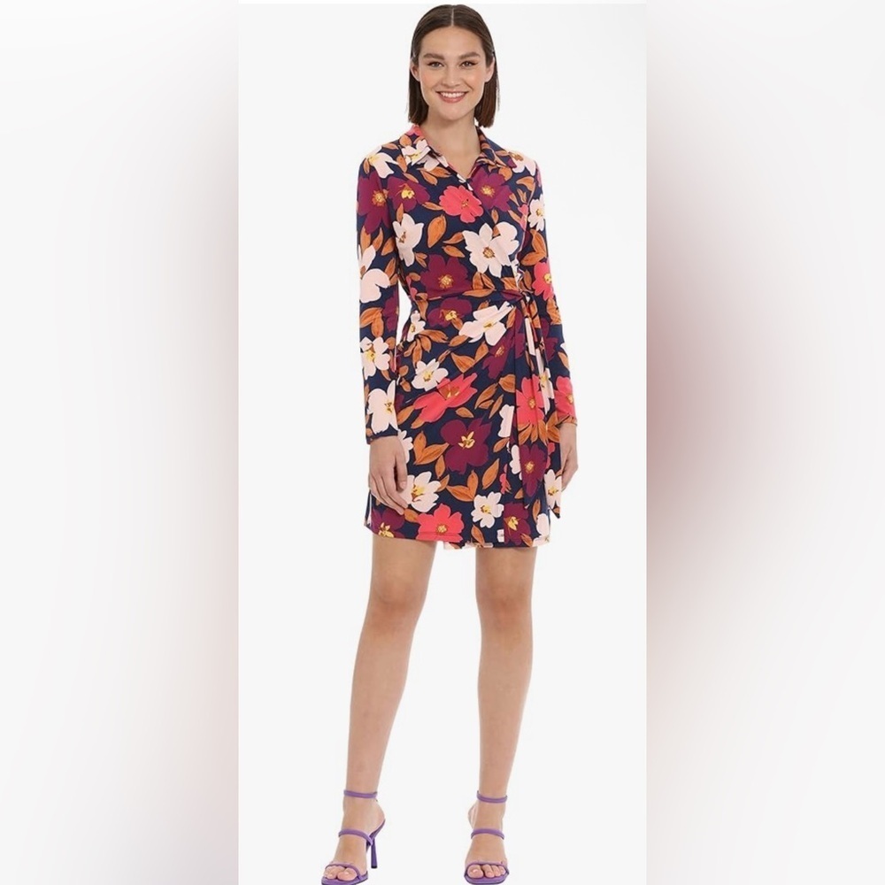 Donna Morgan Multicolor Floral Long Sleeve Dress